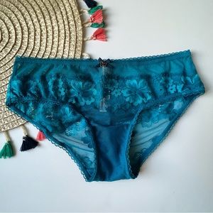 Victoria's Secret Body By Victoria Sheer Mesh Hiphugger Panty Blue Small NEW